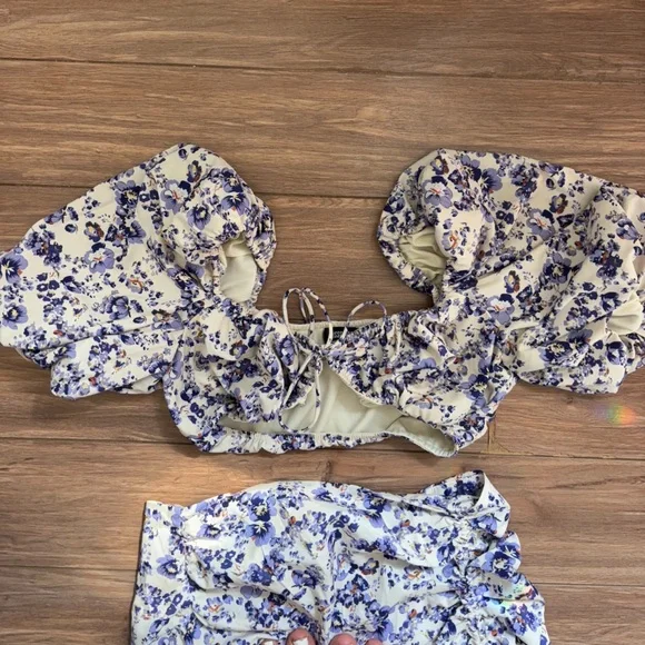 Missguided Floral Purple and White Women's Co-ord Set - Picture 9 of 14